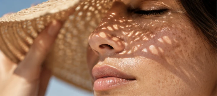 Woman wearing a wide-brimmed sun hat